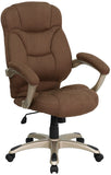 High Back Brown Microfiber Contemporary Executive Swivel Ergonomic Office Chair with Arms