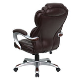 High Back Brown LeatherSoft Executive Swivel Ergonomic Office Chair with Arms