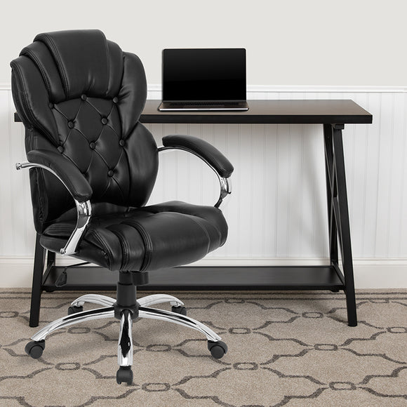 High Back Transitional Style Black LeatherSoft Executive Swivel Office Chair with Arms by Office Chairs PLUS