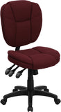 Mid-Back Burgundy Fabric Multifunction Swivel Ergonomic Task Office Chair with Pillow Top Cushioning by Office Chairs PLUS