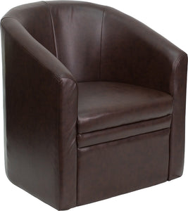 Brown LeatherSoft Barrel-Shaped Guest Chair by Office Chairs PLUS