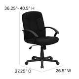 Mid-Back Black Fabric Executive Swivel Office Chair with Nylon Arms