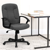Mid-Back Gray Fabric Executive Swivel Office Chair with Nylon Arms by Office Chairs PLUS