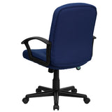 Mid-Back Navy Fabric Executive Swivel Office Chair with Nylon Arms
