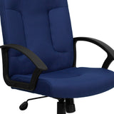 Mid-Back Navy Fabric Executive Swivel Office Chair with Nylon Arms