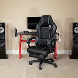 X40 Gaming Chair with Footrest and Massaging Lumbar - Black and Gray Racing Chair with Fully Reclining Back