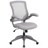 Gray Swivel Ergonomic Mesh Task Office Chair with Frame and Flip-Up Arms