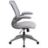 Gray Swivel Ergonomic Mesh Task Office Chair with Frame and Flip-Up Arms