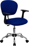 Mid-Back Blue Mesh Padded Swivel Task Office Chair with Chrome Base and Arms by Office Chairs PLUS