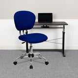 Mid-Back Blue Mesh Padded Swivel Task Office Chair with Chrome Base by Office Chairs PLUS