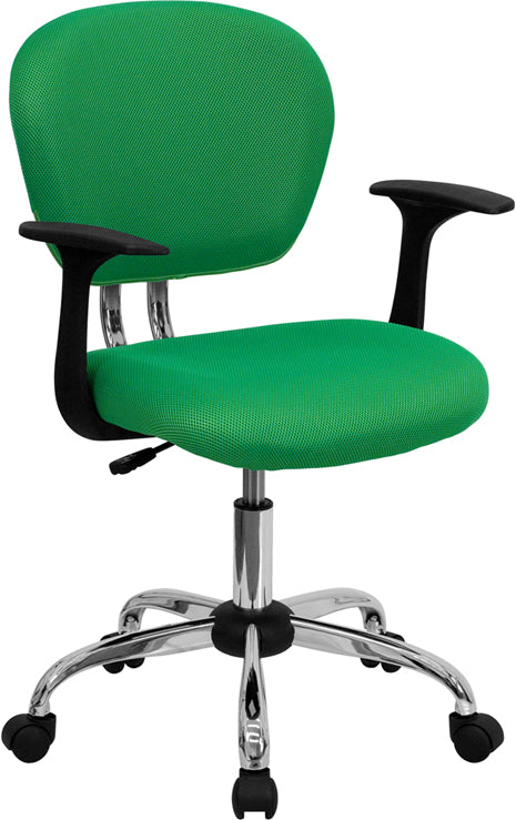 Mid-Back Bright Green Mesh Padded Swivel Task Office Chair with Chrome Base and Arms by Office Chairs PLUS