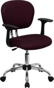Mid-Back Burgundy Mesh Padded Swivel Task Office Chair with Chrome Base and Arms by Office Chairs PLUS