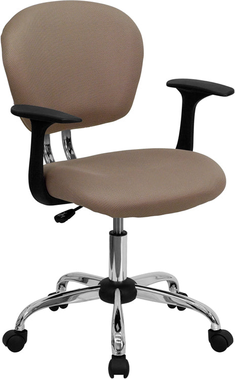 Mid-Back Coffee Brown Mesh Padded Swivel Task Office Chair with Chrome Base and Arms by Office Chairs PLUS