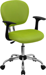 Mid-Back Apple Green Mesh Padded Swivel Task Office Chair with Chrome Base and Arms by Office Chairs PLUS