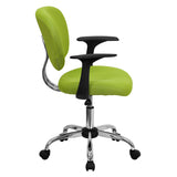 Mid-Back Apple Green Mesh Padded Swivel Task Office Chair with Chrome Base and Arms