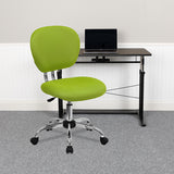 Mid-Back Apple Green Mesh Padded Swivel Task Office Chair with Chrome Base by Office Chairs PLUS