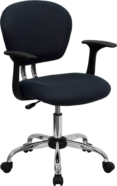 Mid-Back Gray Mesh Padded Swivel Task Office Chair with Chrome Base and Arms by Office Chairs PLUS
