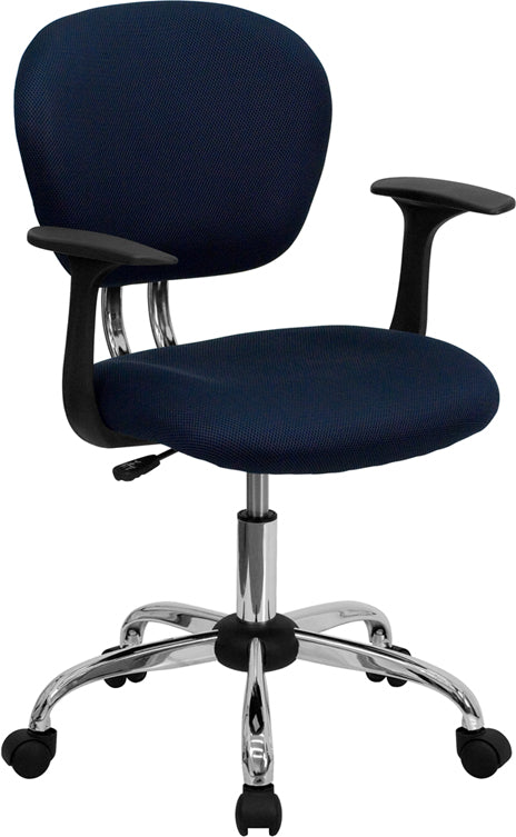 Mid-Back Navy Mesh Padded Swivel Task Office Chair with Chrome Base and Arms by Office Chairs PLUS