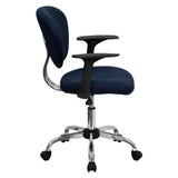 Mid-Back Navy Mesh Padded Swivel Task Office Chair with Chrome Base and Arms