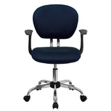 Mid-Back Navy Mesh Padded Swivel Task Office Chair with Chrome Base and Arms