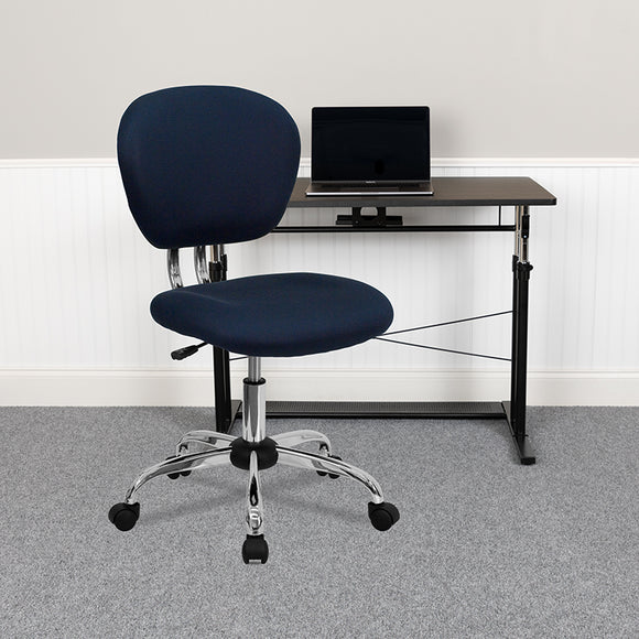 Mid-Back Navy Mesh Padded Swivel Task Office Chair with Chrome Base by Office Chairs PLUS