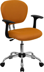 Mid-Back Orange Mesh Padded Swivel Task Office Chair with Chrome Base and Arms by Office Chairs PLUS