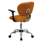 Mid-Back Orange Mesh Padded Swivel Task Office Chair with Chrome Base and Arms