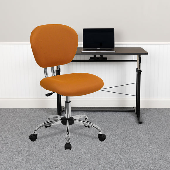 Mid-Back Orange Mesh Padded Swivel Task Office Chair with Chrome Base by Office Chairs PLUS