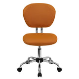 Mid-Back Orange Mesh Padded Swivel Task Office Chair with Chrome Base