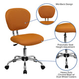 Mid-Back Orange Mesh Padded Swivel Task Office Chair with Chrome Base