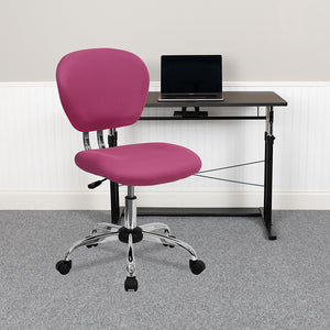 Mid-Back Pink Mesh Padded Swivel Task Office Chair with Chrome Base by Office Chairs PLUS