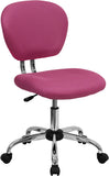Mid-Back Pink Mesh Padded Swivel Task Office Chair with Chrome Base