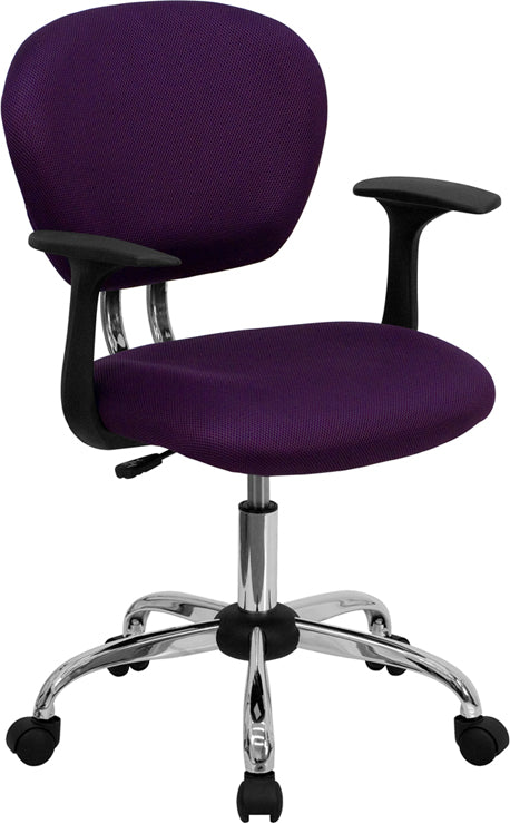 Mid-Back Purple Mesh Padded Swivel Task Office Chair with Chrome Base and Arms by Office Chairs PLUS