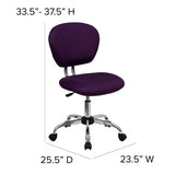 Mid-Back Purple Mesh Padded Swivel Task Office Chair with Chrome Base
