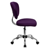 Mid-Back Purple Mesh Padded Swivel Task Office Chair with Chrome Base