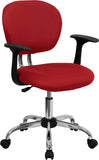 Mid-Back Red Mesh Padded Swivel Task Office Chair with Chrome Base and Arms by Office Chairs PLUS