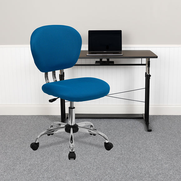 Mid-Back Turquoise Mesh Padded Swivel Task Office Chair with Chrome Base by Office Chairs PLUS