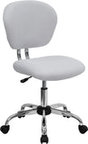 Mid-Back White Mesh Padded Swivel Task Office Chair with Chrome Base