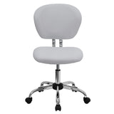Mid-Back White Mesh Padded Swivel Task Office Chair with Chrome Base