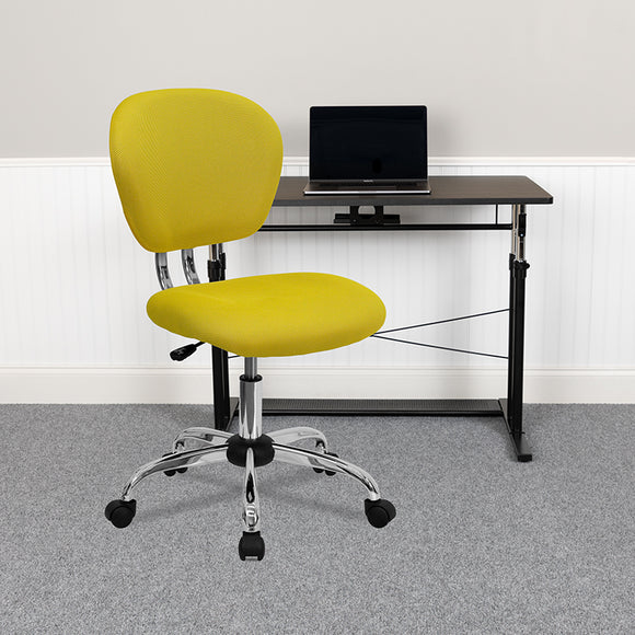 Mid-Back Yellow Mesh Padded Swivel Task Office Chair with Chrome Base by Office Chairs PLUS