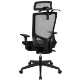 Ergonomic Mesh Office Chair with Synchro-Tilt, Pivot Adjustable Headrest, Lumbar Support, Coat Hanger & Adjustable Arms-Gray/Black