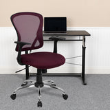 Mid-Back Burgundy Mesh Swivel Task Office Chair with Chrome Base and Arms by Office Chairs PLUS