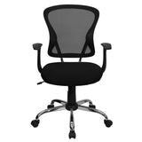Mid-Back Black Mesh Swivel Task Office Chair with Chrome Base and Arms