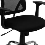 Mid-Back Black Mesh Swivel Task Office Chair with Chrome Base and Arms