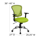 Mid-Back Green Mesh Swivel Task Office Chair with Chrome Base and Arms