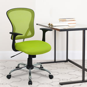 Mid-Back Green Mesh Swivel Task Office Chair with Chrome Base and Arms by Office Chairs PLUS