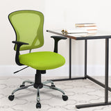 Mid-Back Green Mesh Swivel Task Office Chair with Chrome Base and Arms by Office Chairs PLUS