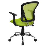 Mid-Back Green Mesh Swivel Task Office Chair with Chrome Base and Arms