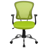 Mid-Back Green Mesh Swivel Task Office Chair with Chrome Base and Arms