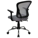 Mid-Back Gray Mesh Swivel Task Office Chair with Chrome Base and Arms